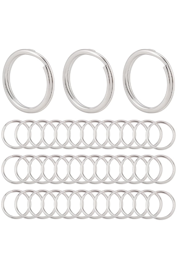 40Pcs 304 Stainless Steel Split Key Rings Keychain Clasp Findings Stainless Steel Color Inner Diameter: 15mm 18x1.4~2.2mm for DIY