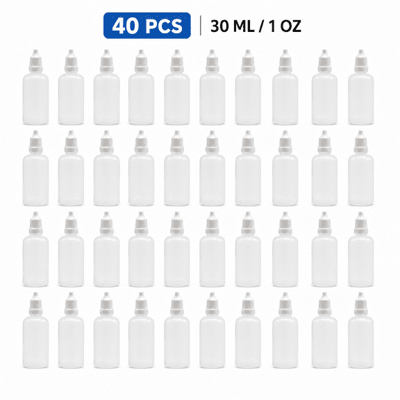 40Pcs 30ml (1 oz) refillable squeeze bottle set, portable dropper containers with screw caps and stoppers