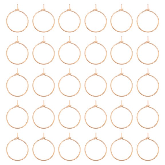 40Pcs 316L Surgical Stainless Steel Hoop Earring Findings Wine Glass Charms Rings Rose Gold 15x0.7mm 21 Gauge DIY