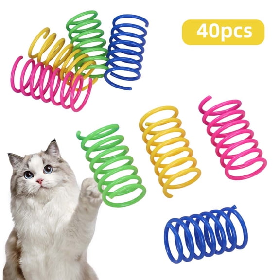 40Pcs 4 Colors Cat Springs Toys for Indoor Cats, Interactive Self-Play Hunting Toys for Kittens, Biting & Swatting Creative Cat Coils Toys