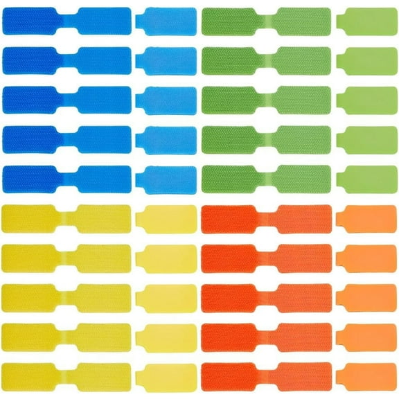 40Pcs 4 Colors Nylon Cable Labels Cord Tags Writable and Bearable Label Paste Wire Labels Hook and Loop Cable Label Organizer More