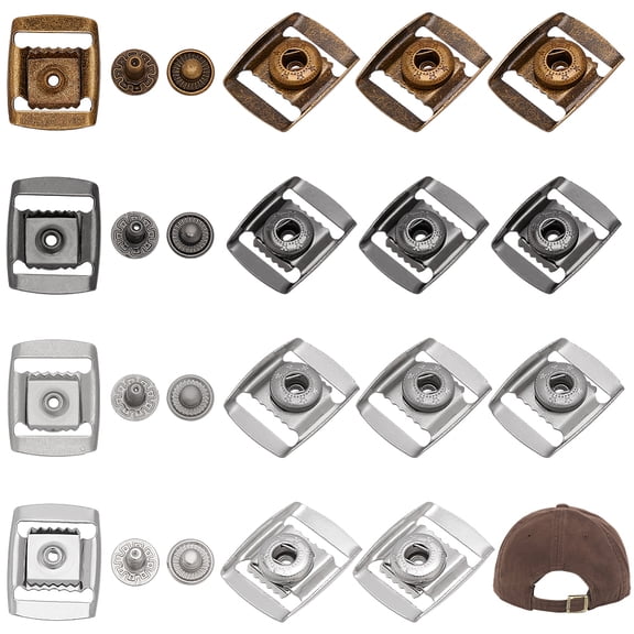40Pcs 4 Colors Stainless Steel Snap Buttons for Hat Making Accessories Rectangle Mixed Color 27x21x5mm 10pcs/color