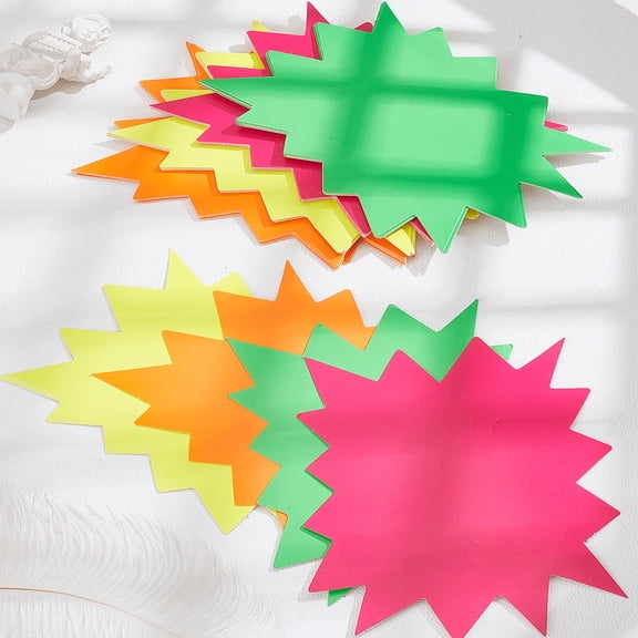 40Pcs 4 Colors Star Burst Shape Paper Blank Price Label for Supermarket Mixed Color 105x145x0.2mm 10pcs/color for DIY