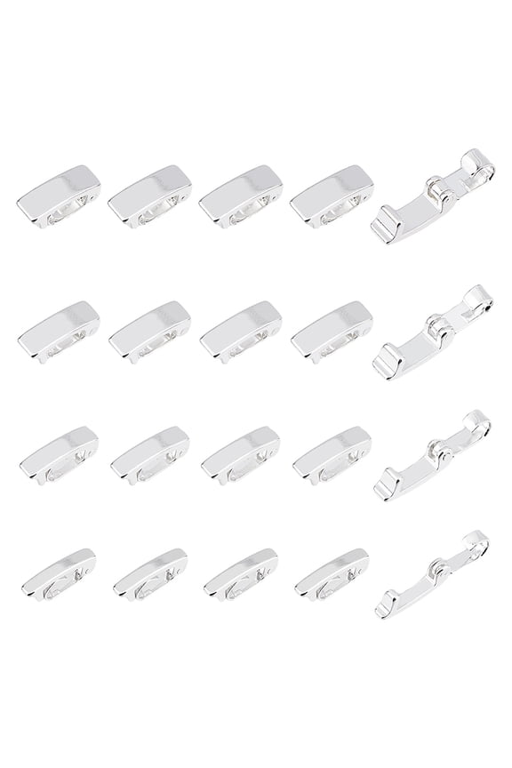40Pcs 4 Sizes Fold Over Clasps Brass Bracelet Necklace Extender 925 Sterling Silver Plated Jewelry Clasps Closure End Caps