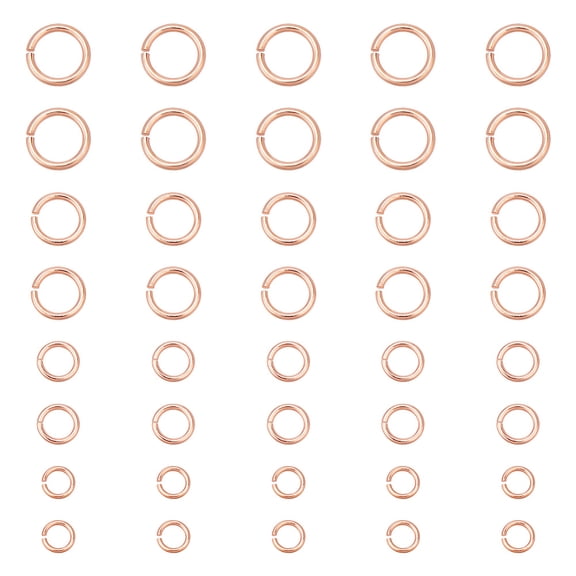 40Pcs 4 Styles Jump Rings 2-4.4mm Brass Open Jump Ring Unsoldered Ring Connectors Small Split Ring Jewelry Making Findings Rose Gold