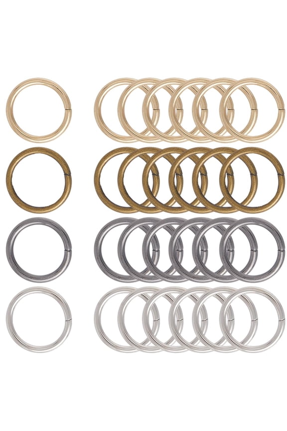 40Pcs 4 Styles Non Welded O Ring Silver Metal O Rings Round Hanging Heavy Duty Iron Macrame Quick Link Buckle Rings