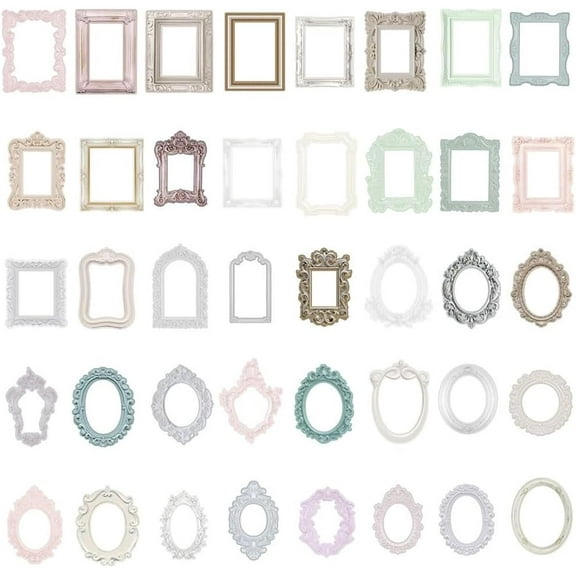 40Pcs 4 Styles Scrapbook Frame Cutouts Scrapbook Border Paper Hollow White Vintage Retro Small Window Photo Picture Non Adhesive Decorative Paper for Junk Journal Cards Art DIY Making Crafts