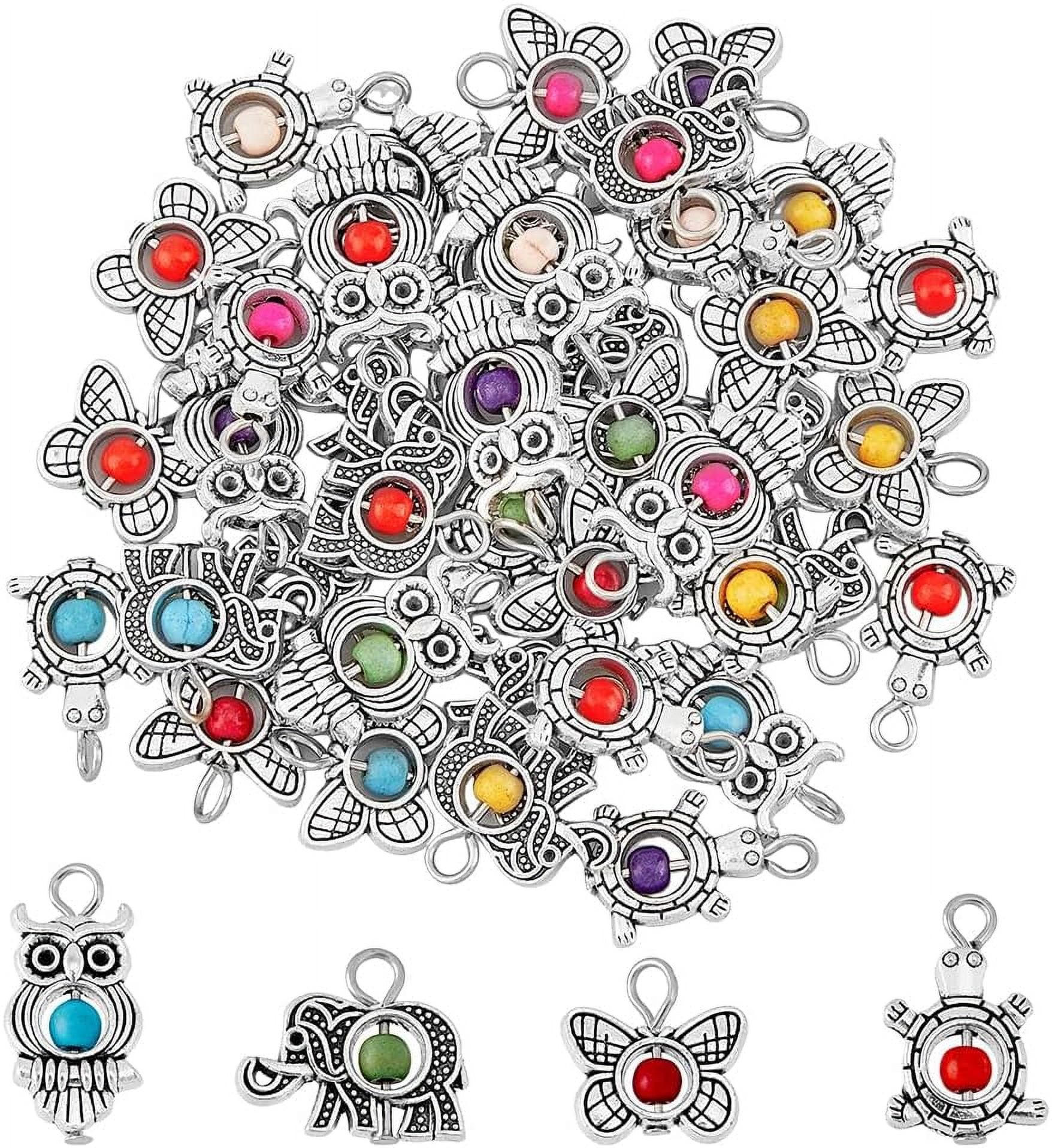 40Pcs 4 Styles Synthetic Turquoise Charms Tibetan Style Pendants