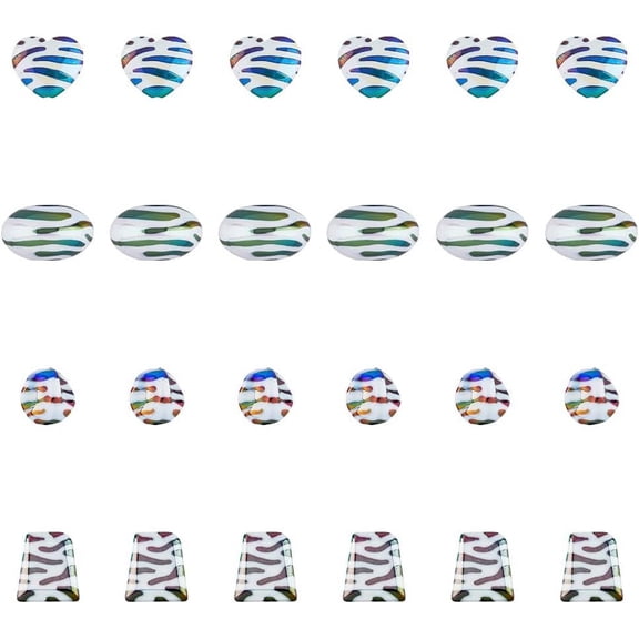 40Pcs 4 Styles Zebra-Stripe Beads Shapes Beads Animal Print Beads Heart Trapezoid Rondelle Beads AB Color Spacer Loose Beads Opaque Acrylic Beads for Jewekry Making for DIY Mixed Shapes