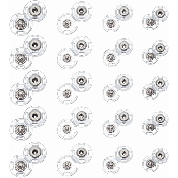 40Pcs 4 Styls Acrylic Stainless Steel Snap Buttons Garment Buttons Flat Round Clear 18~25x7~8mm Hole: 4x5mm 10pcs/style for Handmade