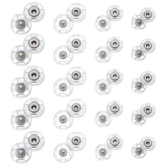40Pcs 4 Styls Acrylic Stainless Steel Snap Buttons Garment Buttons Flat Round Clear 18 -25x7 -8mm Hole: 4x5mm 10pcs/style