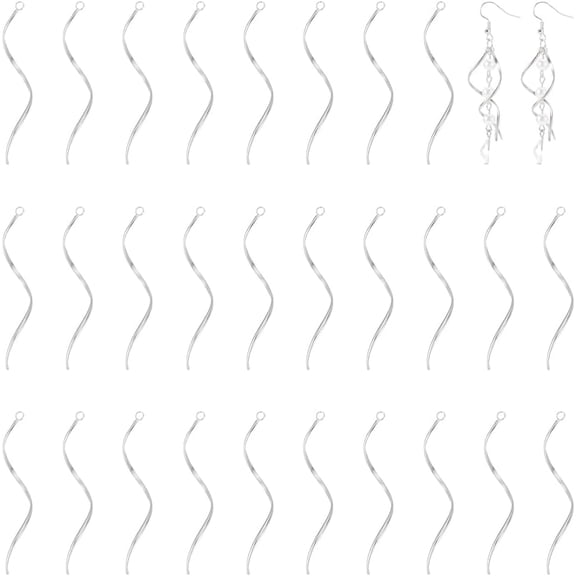 40Pcs 49mm Twist Bar & Pendants Earrings & Bar Charms Long Strip Pendants Metal Charms