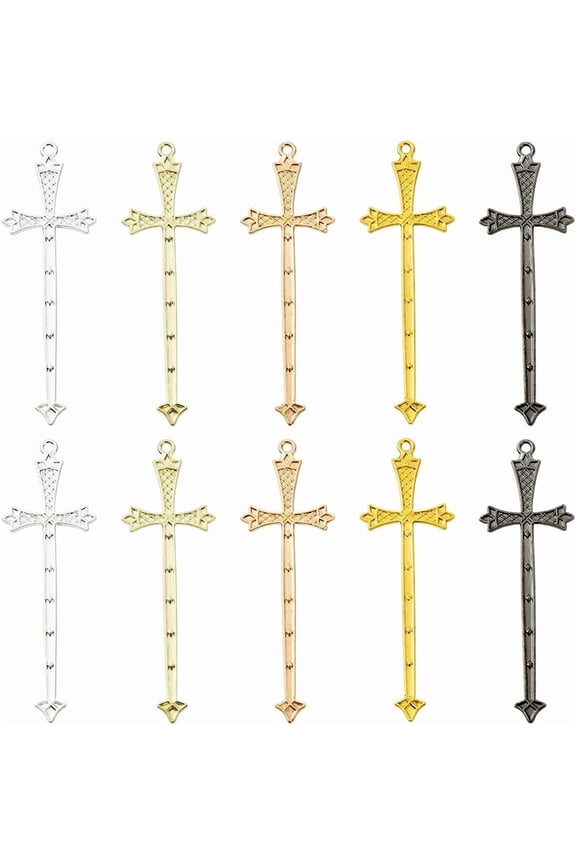 40Pcs 5 Colors Alloy Big Pendants Charms Mixed Color 62.5x20.5x1.5mm Hole: 1.8mm 8pcs/color for Handmade