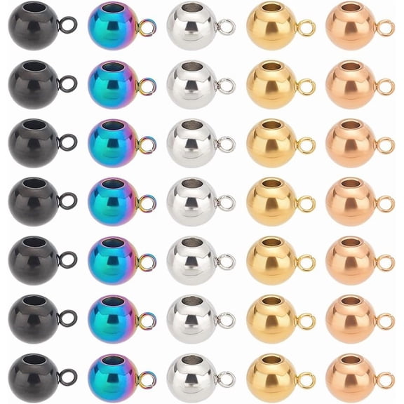 40Pcs 5 Colors Stainless Steel Hanger Beads Rondelle Bail Loose Spacer for Bracelet Jewelry Making
