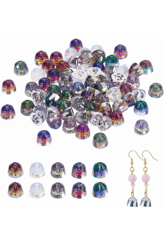 40Pcs 5Colors Crystal Faceted Shaped Beads Electroplate Transparent Glass Beads Colorful Crystal Shaped Beads for Bracelet Necklace Supplies