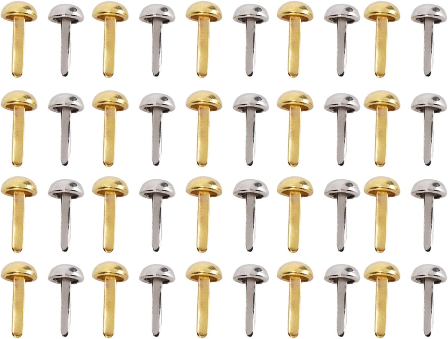 40Pcs 6mm Mini Brads, Round Metal Paper Fasteners Nailheads Spots Studs