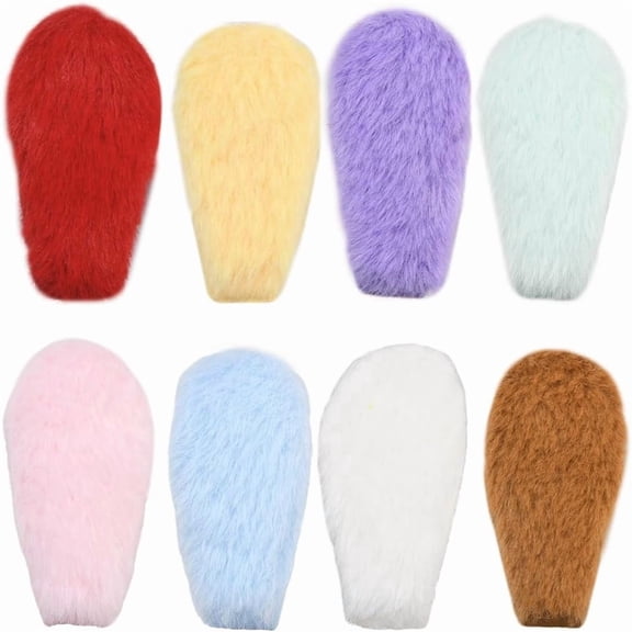 40Pcs 8 Colors Double Face Wool Fibre Cabochons Rabbit Ear Mixed Color 58x32x7.5mm 5pcs/color for DIY