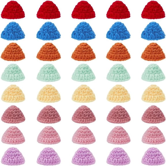 40Pcs 8 Colors Handmade Polyester Woven Wool Yarn Hat Making Supplies Mixed Color 48x12x30mm 5pcs/color DIY