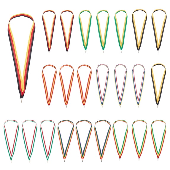 40Pcs 8 Style Polyester Ribbon Medal Strap with Iron Clasp Mixed Color ...
