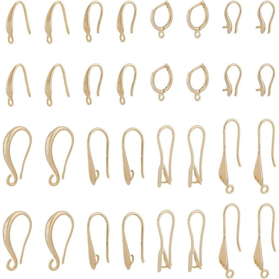 40Pcs 8 Style Rack Plating Eco-friendly Brass Hoop Earring Findings ...