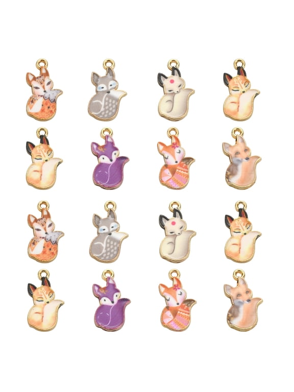 40Pcs 8 Styles Enamel Fox Charms Small Animal Charms Cute Fox Shaped Charms for Jewelry Making