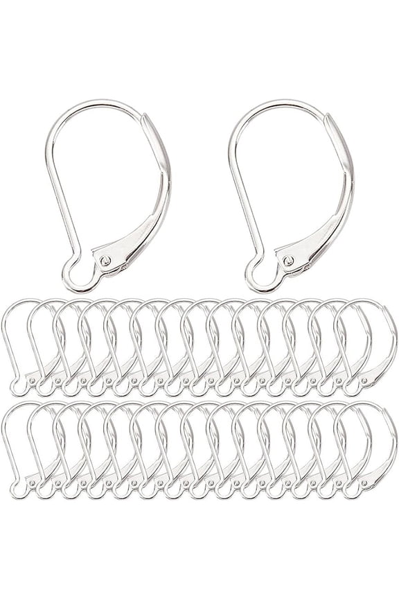 40Pcs 925 Sterling Silver Plated Leverback Earring Findings French Leverback Earring Hooks Lever Back Earwire Leverbacks for Jewelry Making Accessories DIY Dangle Earrings Supplies