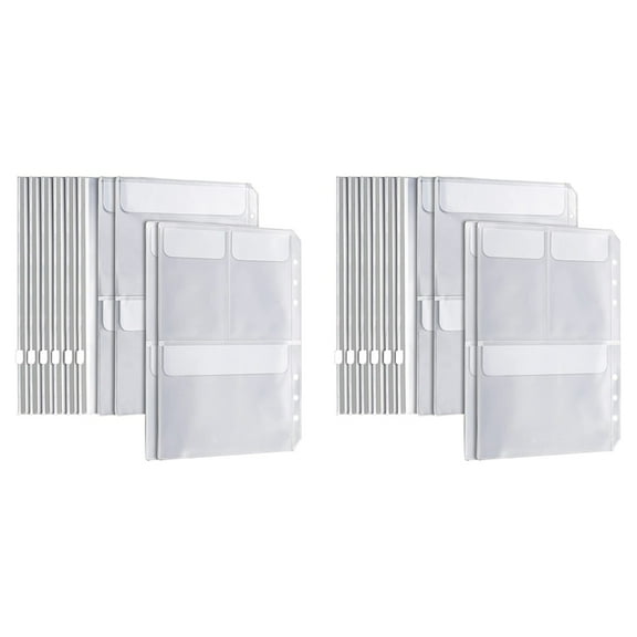 40Pcs A5 6 Ring Binder Pockets 3 Types Envelope,Zipper Closurek Bill Pouch for Organizer Clipbook