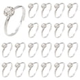 40Pcs Adjustable Alloy Rhinestone Finger Rings for Women Platinum 6.5mm ...