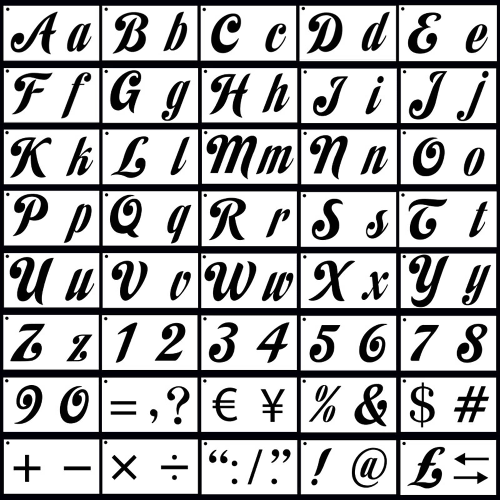 40Pcs Alphabet Letters Templates Painting Graffiti Stencils 4''x7'' for