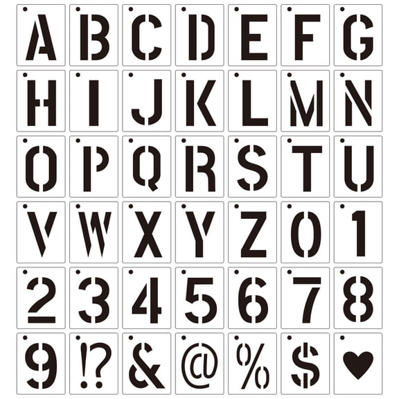 40Pcs Alphanumeric Drawing Templates PET Stencils for Artists Sketching