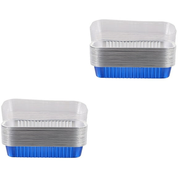 40Pcs Aluminum Foil Mini Loaf Pans with Lids Disposable Mini Cake Pan with Lid Rectangle Baking Cups for Graduation Party
