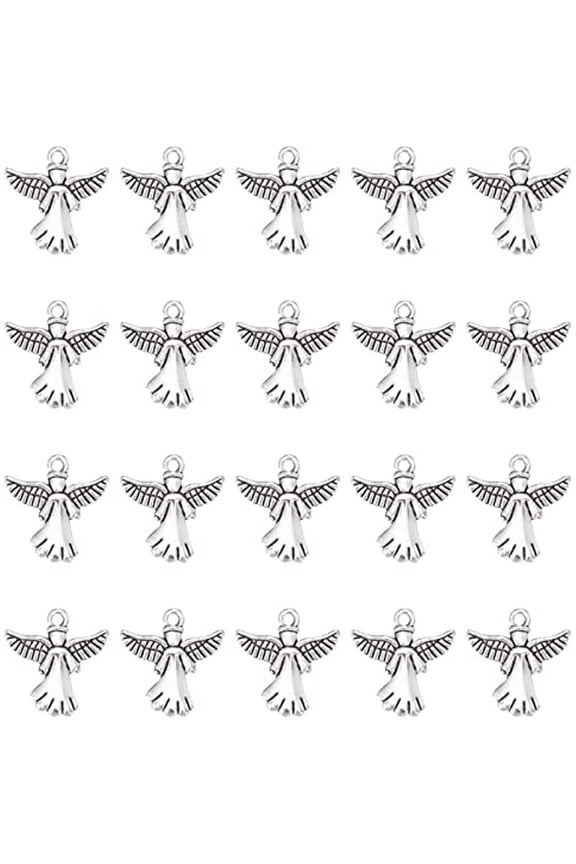 40Pcs Angel Charms Guardian Angel Charm Bulk Tibetan Style Alloy Wings Double Sided Charms for Jewelry Making