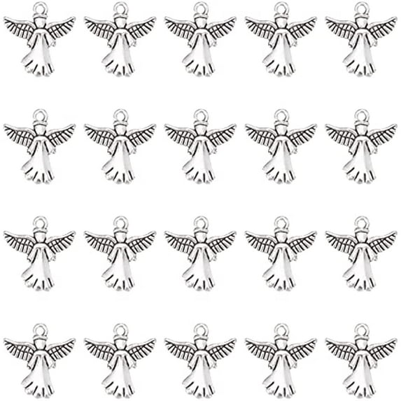 40Pcs Angel Charms Guardian Angel Charm Bulk Tibetan Style Alloy Wings Double Sided Charms for Jewelry Making