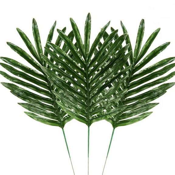 40Pcs Artificial Palm Leaves, Faux Fake Palm Fronds Plant, Fake Tropical Plants for Party Decoration, Green