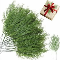 40Pcs Artificial Pine Sprigs Green Faux Greenery Stems, Fake Christmas Pine Leaves Picks Small Plastic Needle Branches for Holiday Xmas Winter DIY Home Decorations
