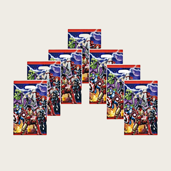 40Pcs Avenger Anime Cartoon Party Favor Gift Bags with Handle - Kids Birthday Goodie Bags for Candy, Themed Party Decorations Supplies