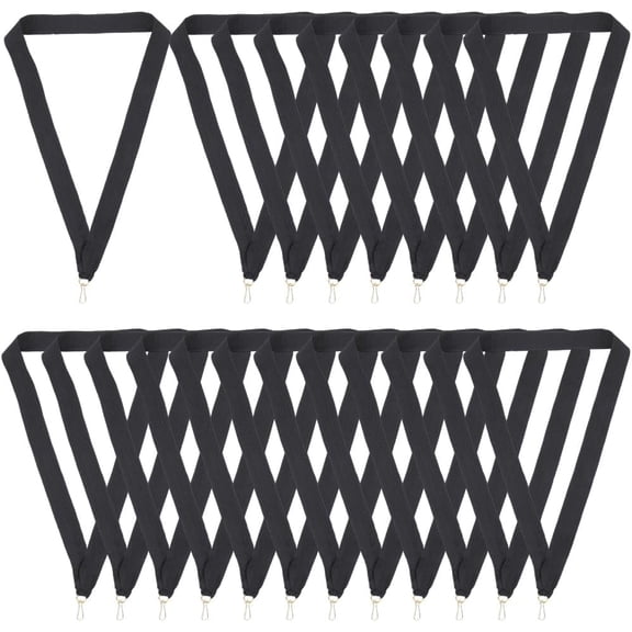 40Pcs Award Neck Ribbons Black Polyester Ribbon with Snap Clips Straps Medal Lanyards Flat Lanyard Medallion Holder for Id Badges Team