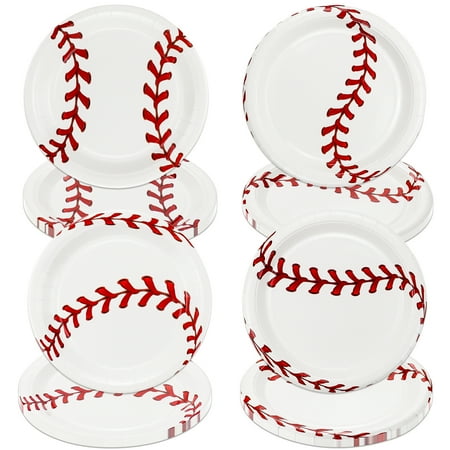 40Pcs Baseball Party Plates Decorations - Including 9” Baseball Ball Plates Disposable Dinner Plates for Kids Baseball Fan Sports Event Baseball Theme Party Supplies