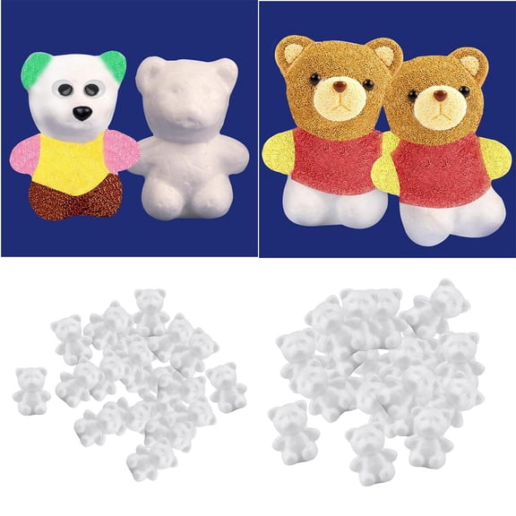 40Pcs Bear Shaped Modelling Foam Creative Painted Crafts