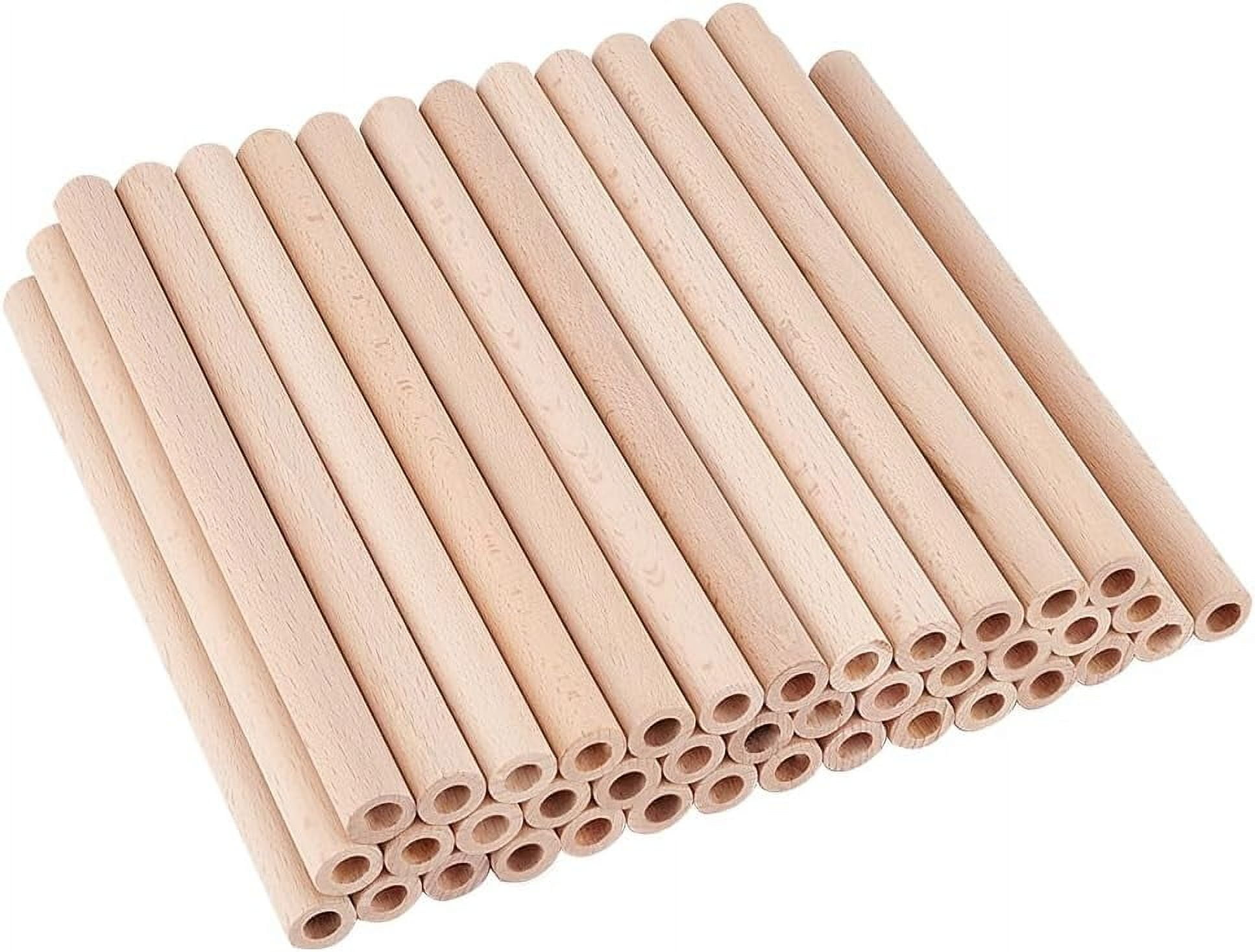 40Pcs Beech Wood Hollow Round Dowel Rods 7.9x0.6 Inch Round Wooden Dowel Rod with 0.3 Inch Hole Unfinished Beech Wood Rods Natural Wooden Rod for DIY Crafts Arts Projects diy