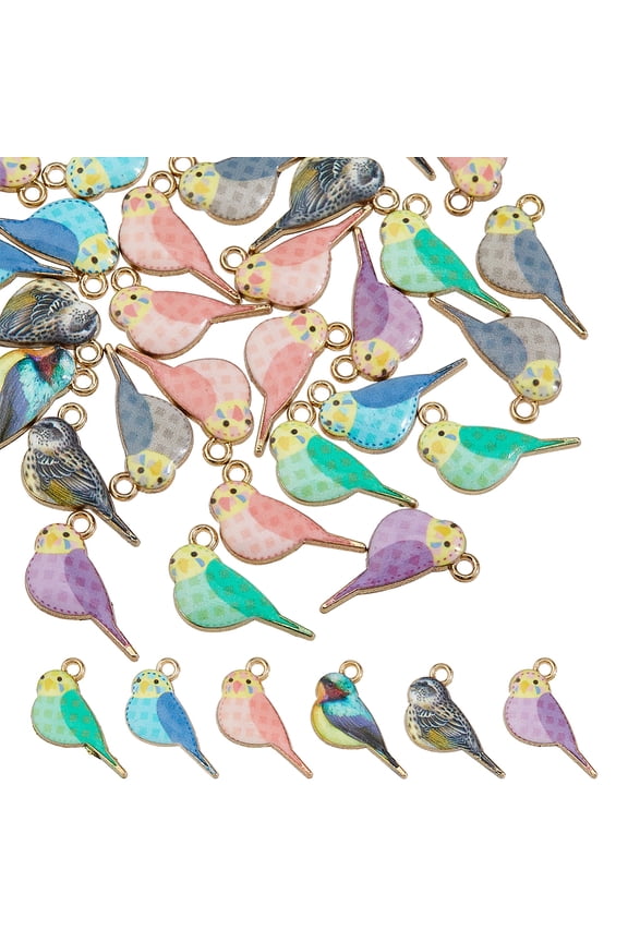 40Pcs Bird Charm Bulk Alloy Robin Bird Charm Cute Flying Animal Charms Mini Colorful Birds Pendants for Earring Necklace Bracelet Jewelry Making
