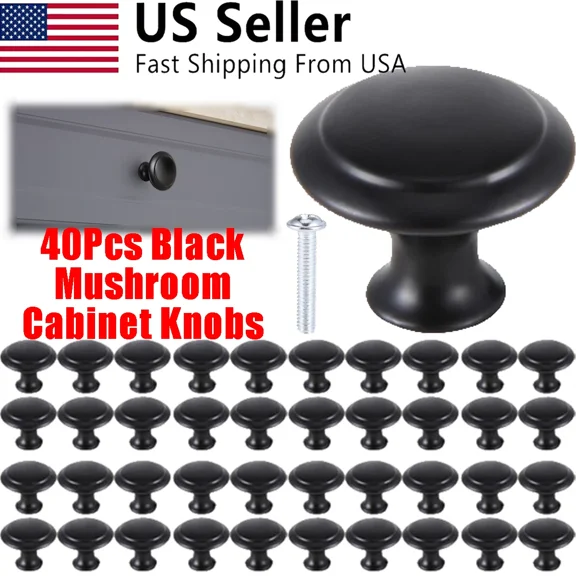 40Pcs Black Cabinet Knobs Stainless Steel Matte Pull For Kitchen Drawer Wardrobe