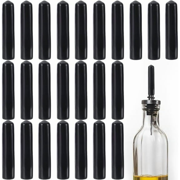 40Pcs Black Rubber Pourer Cap Liquor Bottle Pourer Cover Anti-Drop Dust Caps Tapered Pourer Covers Pour Spout Cover Sealed Cap Stopper for Olive Oil Vinegar Bar Bartender Accessories Black DIY