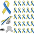 thumbnail image 1 of 40Pcs Blue Awareness Ribbon Enamel Lapel Pins Alloy Ribbon Badges Solidarity Awareness Ribbon Pins Platinum Tone Alloy Brooches for Backpack Clothes 29x18x1.5mm for making, 1 of 7