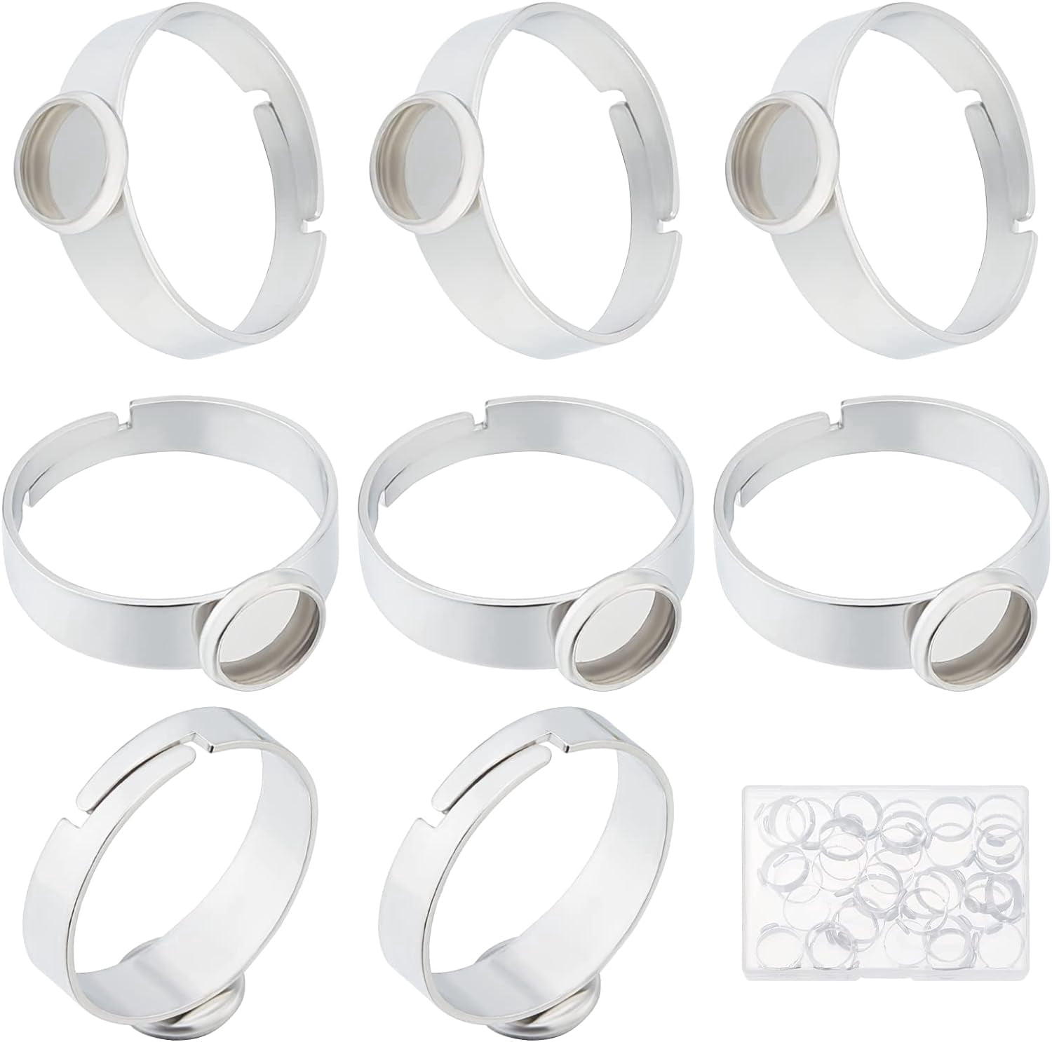 Pad Ring Base 40Pcs/Box Stainless Steel Ring Bezel Blanks 6mm Cabochon Base Setting ...