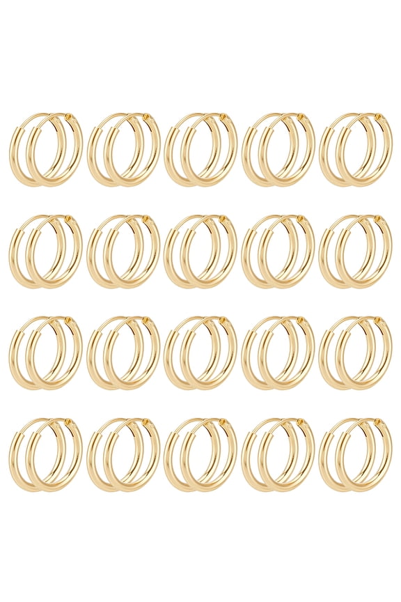 40Pcs Brass Hoop Earrings Lead Free & Cadmium Free Golden 14x1.5mm DIY