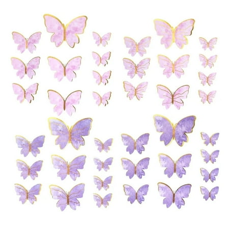 40Pcs Butterfly Cake Topper,Cupcake Topper,Cake Decorations,Cake Topper,Birthday Anniversary Decor,Party Decorations for Women Birthday Anniversary Party Supplies,(Mix Color)(Purple,2.8x2.13")