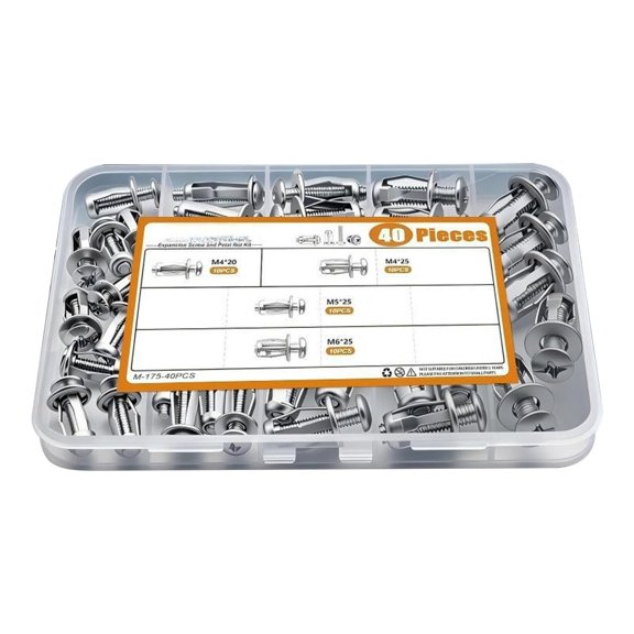 40Pcs Button Locking Nut Assortment, M4 M5 M6 Button Locking Nut Assortment, Plated Petal Expansion Rivet Nuts, Thin Panel Internal Thread Fasteners, Automotive Furniture Hardware Kit, DIY Repair
