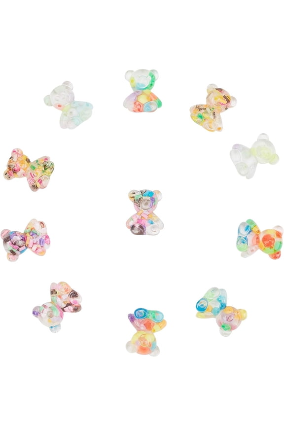 40Pcs Cartoon Bear Resin Cabochons Flatback Mixed Color Charms with Polymer Clay Inside DIY Crafting for Jewelry Making Scrapbooking Embellishment and Party Decorations Mixed Color