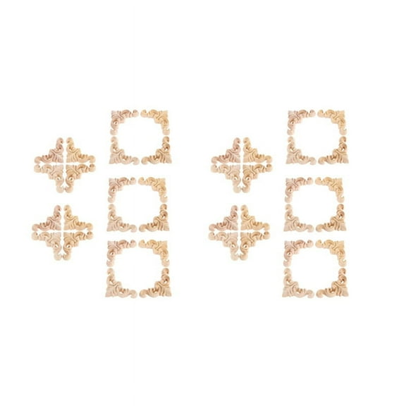 NEW 40Pcs Carved Unpainted European Wood Furniture Window Corner Applique Onlay Figurines Ornamental 4 x 4cm